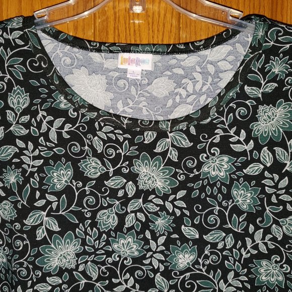 LuLaRoe Julia dress - black with teal stripes - Size L - Picture 2 of 2